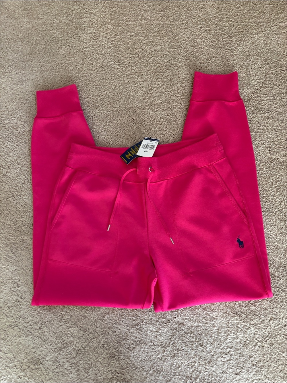 Polo Ralph Lauren womens Bright Pink Drawstring Joggers nwt size M